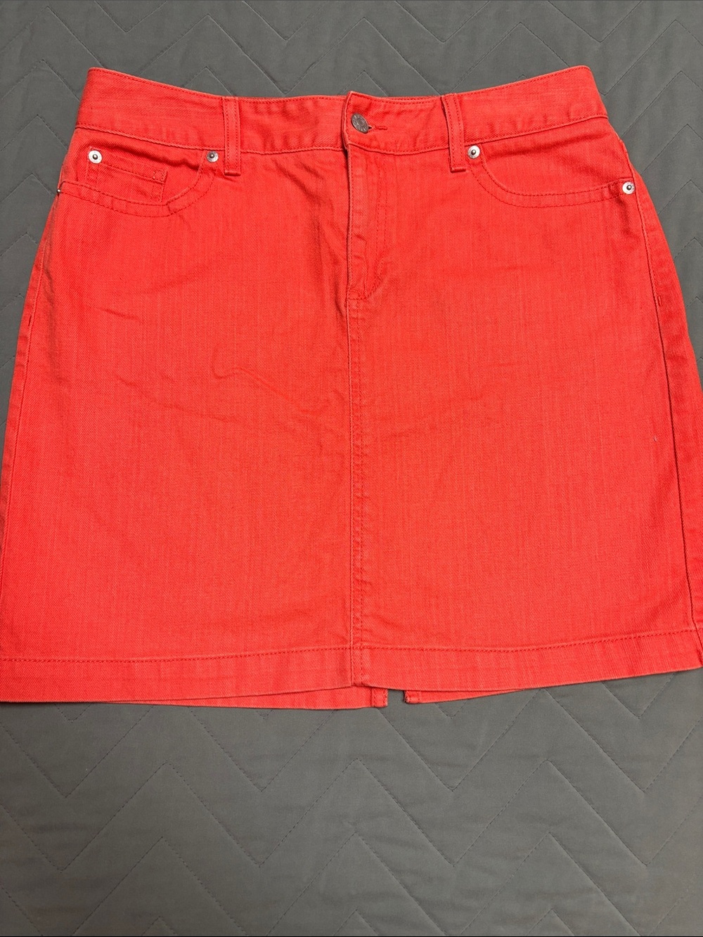 LL Bean Women’s orange Denim A-Line Skirt